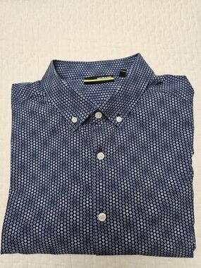 Murano Navy Micro-Print Button-Down Shirt XXL